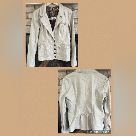 GUESS❓VINTAGE BUTTON JACKET TAN WOMEN SIZE MEDIUM STRETCH - Picture 2 of 14